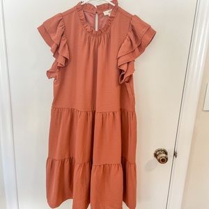 Rust Ruffle Dress